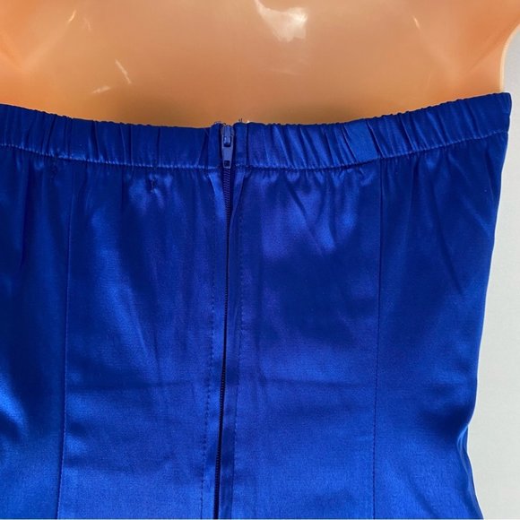 3/$30 Wishes Wishes Wishes Cobalt Satin Strapless Bow Detail Mini Dress Size 3 - Picture 7 of 13